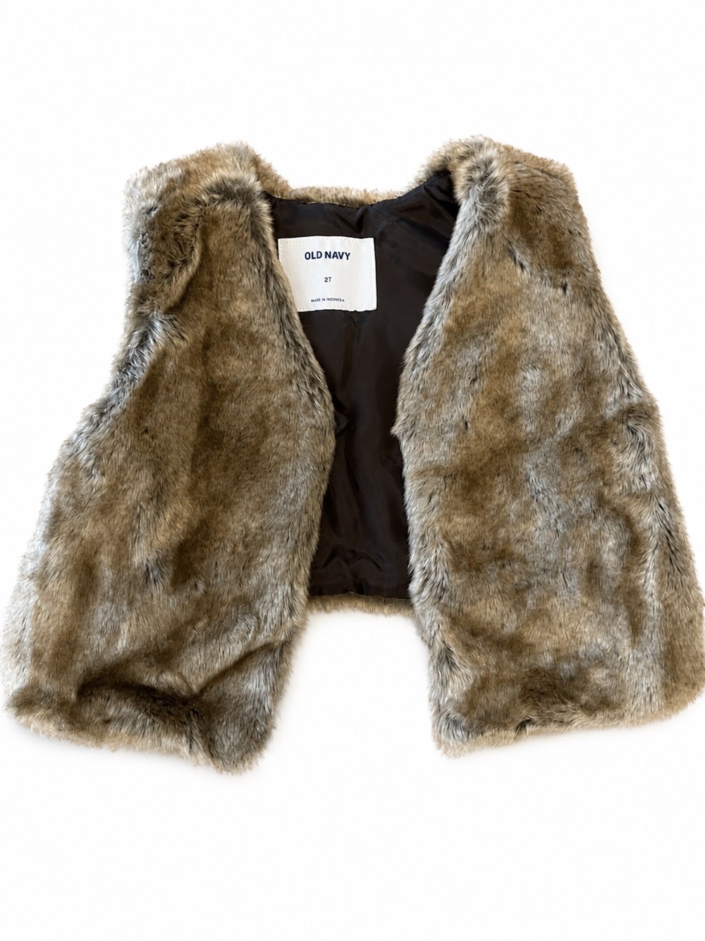 Old Navy Faux Fur Vest in Taupe Brown